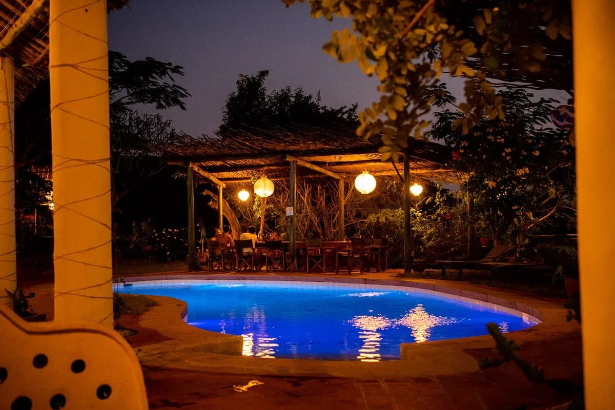 Pool deck after dark